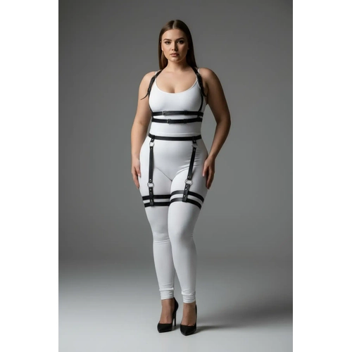 B�y�k Beden Siyah Kad�n Deri Jartiyer Harness Alt �st V�cut Aksesuar� - APFT537