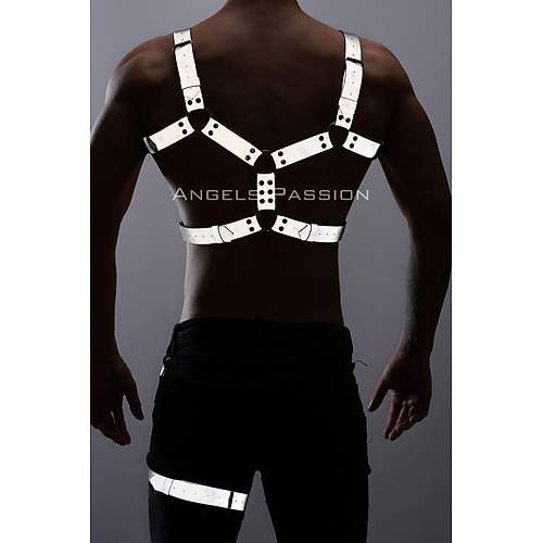 Reflektrl - Karanlkta Yansyan Erkek Gs ve Bacak Harness Takm - APFTM199