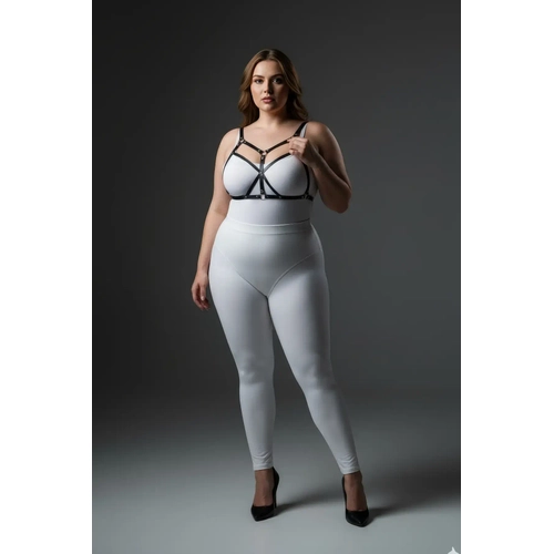 B�y�k Beden Siyah Kad�n Deri Harness Tak�m Fantezi Giyim Halka Detayl� - APFT265