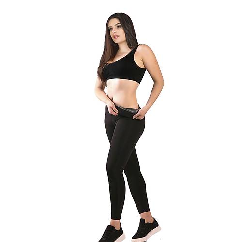 Siyah Kadn Termal Sauna Atlet Tayt Takm - 743