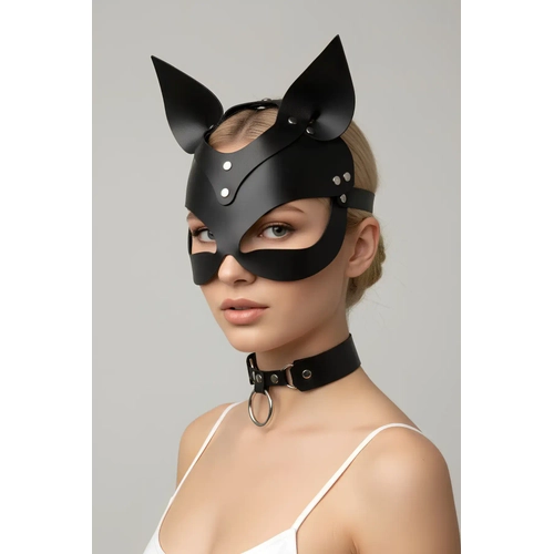 Siyah Maske Deri Kedi Kulakl� Kost�m - APFT789