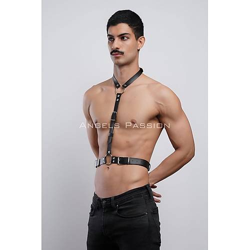 Deri Boyundan Askl Erkek Harness, Clubwear, Leather Partywear - APFTM124