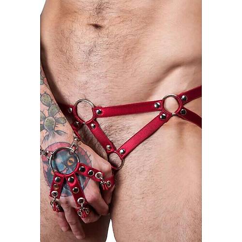 Erkek K�lot Seksi Lastik Harness ve Bileklik - APFTM67