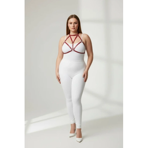 B�y�k Beden K�rm�z� Kad�n Deri Harness Tak�m Halka Detayl� ��k V�cut Aksesuar� - APFT244
