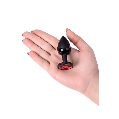 Metal by  Anal Plug, Metal, siyah, krmz kristalli, 7,2 cm, 2,8 cm, 50 g