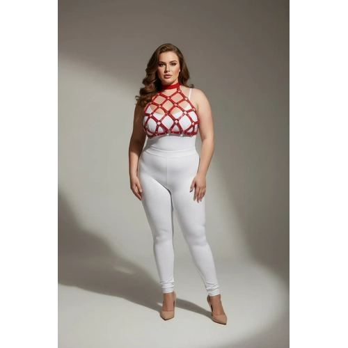 B�y�k Beden K�rm�z� Kad�n Deri Harness Tak�m �ivi Detayl� ��k Aksesuar - APFT443