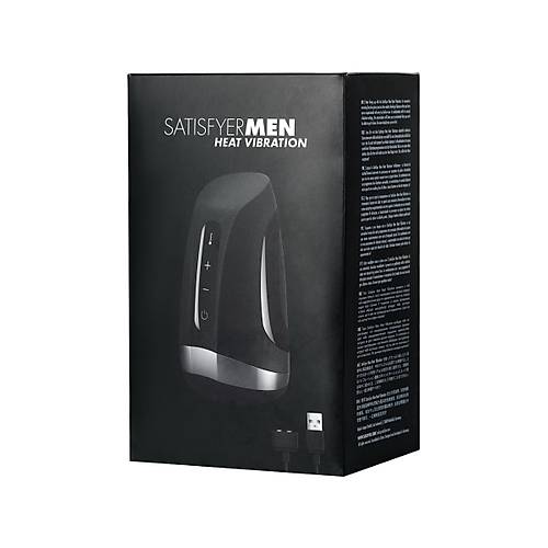 Satisfyer Men Heat Vibratiion Masturbator Gereki Olmayan, Silikon, Siyah, 15 cm