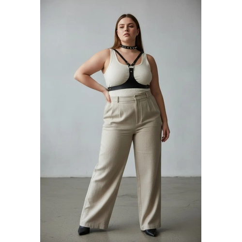 B�y�k Beden Siyah Kad�n Kemer Z�mba Detayl� Deri Harness V�cut Aksesuar� - APFT1299