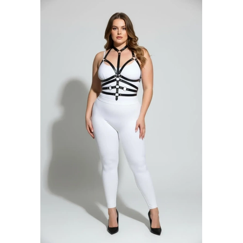 B�y�k Beden Siyah Kad�n Deri Harness Tak�m Halka Detayl� Fantezi Aksesuar - APFT24