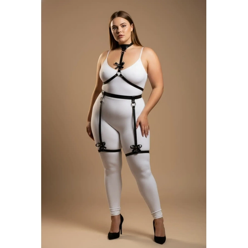 B�y�k Beden Siyah Kad�n Jartiyer Harness Fiyonk Detayl� Fantazi V�cut Aksesuar� - APFT276