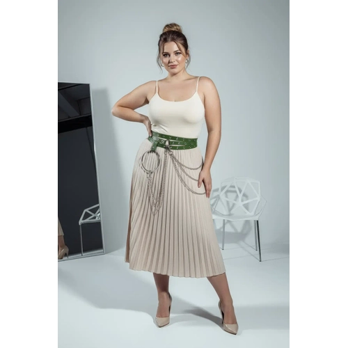 B�y�k Beden Ye�il Kad�n Kemer Zincir Detayl� Kal�n Model - APFT731