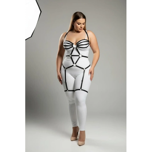 B�y�k Beden Siyah Kad�n Deri Jartiyer Harness Fantezi V�cut Aksesuar� - APFT568