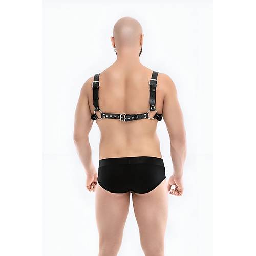 Zincir Detayl k Erkek Deri Bulldog Gs Harness - APFTM109