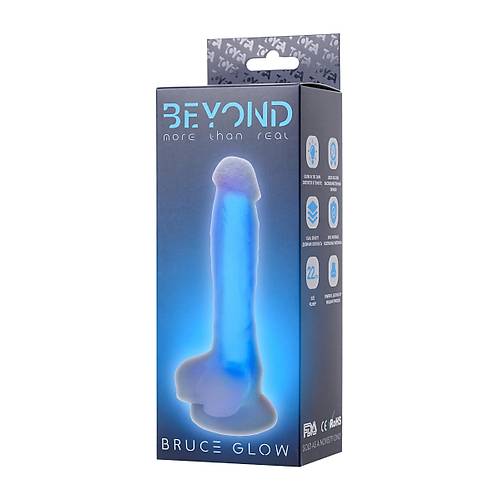 Beyond by RED  Bruce Glow Gece Parlayan Dildo, Silikon, effaf, 22 cm