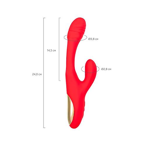 Klitoral uyarcl vibratr JOS Patti, hareketli dilli, silikon, krmz, 24 cm