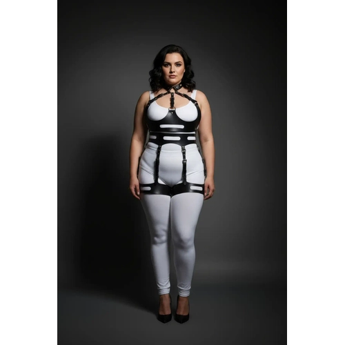 B�y�k Beden Siyah Kad�n Deri Harness Tak�m Halka Detayl� V�cut Aksesuar� - APFT1302