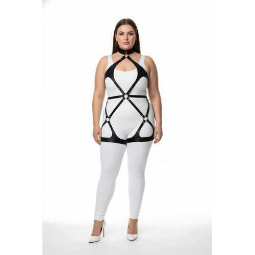 B�y�k Beden Siyah Kad�n Deri Full Body Harness Tak�m G�nl�k ve Fantezi Kombin Aksesuar� - APFT1331