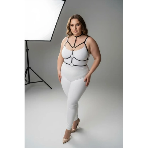 B�y�k Beden Siyah Kad�n Harness Halka ve Boyunluk Detayl� Lastik Aksesuar - APFT184