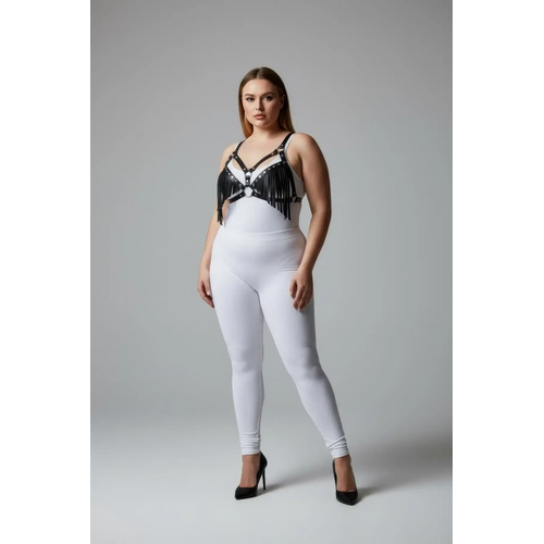B�y�k Beden Siyah Kad�n Harness Tak�m P�sk�l Detayl� Deri S�tyen Aksesuar� - APFT418