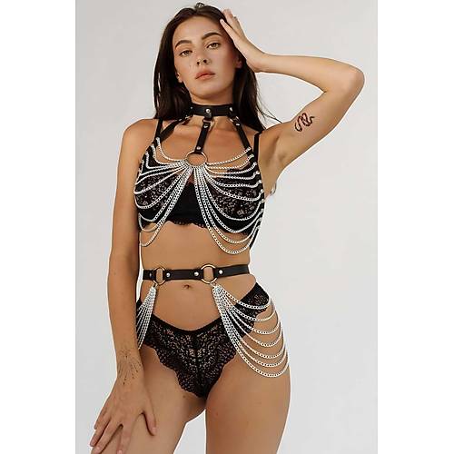 Zincirli Gs Ve Bel Detayl Boyun Ve Arkadan Balamal Harness - APFT701