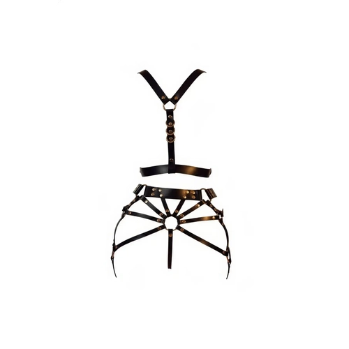 Siyah Harness Tak�m Suni Deri Omuz Ve Bel Detayl� - APFT1193