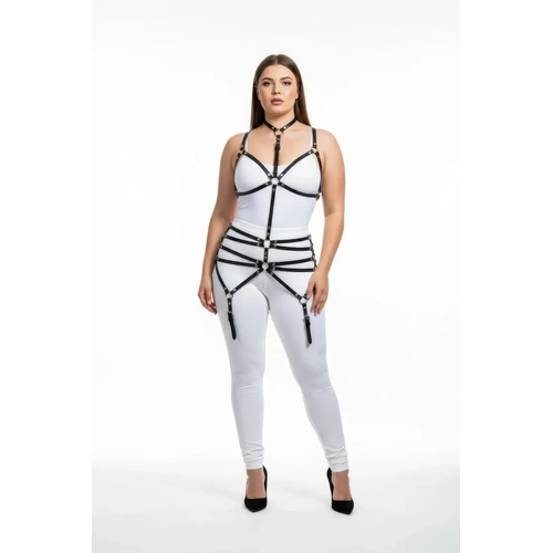 B�y�k Beden Siyah Kad�n Deri Jartiyer Harness B�stiyer Tarz� Fantazi Aksesuar - APFT262