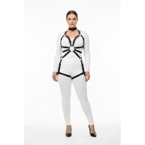 B�y�k Beden Siyah Kad�n Harness Tak�m Full Body Deri ��k Tasar�m - APFT781