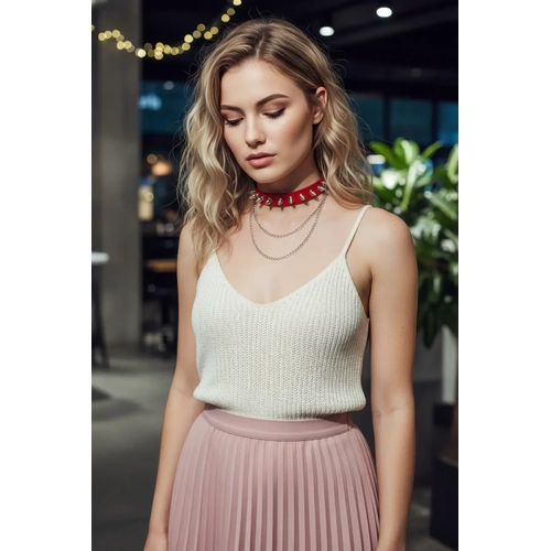 K�rm�z� Choker Z�mbal� Deri Boyunluk - APFT975