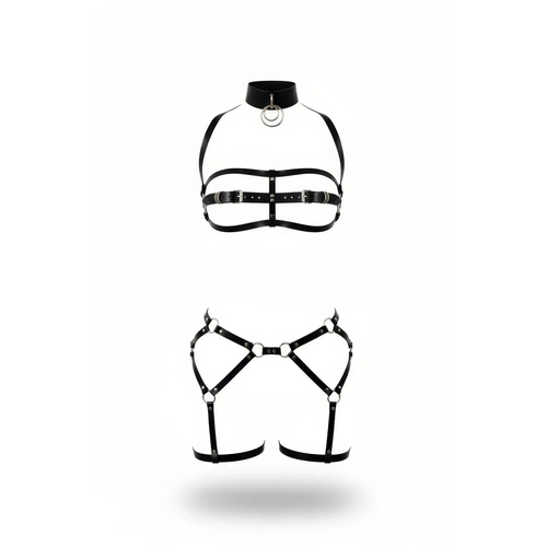 Siyah Harness Tak�m O Halka Detayl� Tokal� - APFT242