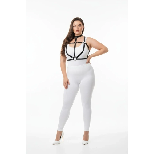 B�y�k Beden Siyah Kad�n Harness Tak�m Seksi Deri Halka Detayl� - APFT434