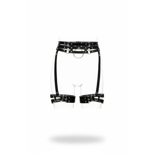 Siyah Jartiyer Harness Deri G�r�n�ml� Z�mbal� Halka Detayl� - APFT746
