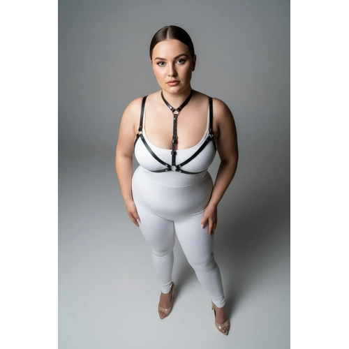 B�y�k Beden Siyah Kad�n Harness Tak�m ��k Deri G���s Aksesuar� - APFT197