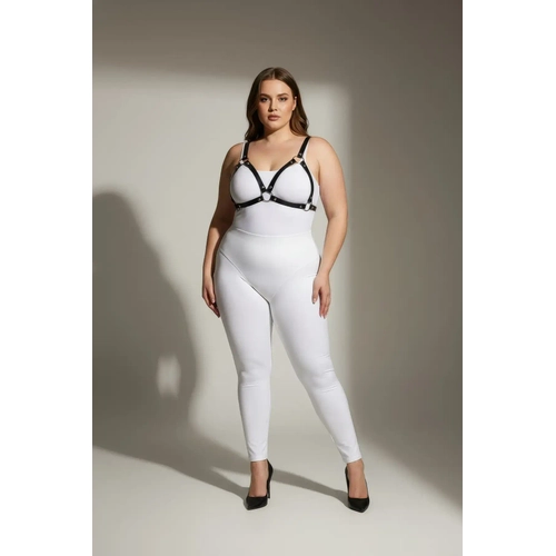 B�y�k Beden Siyah Kad�n Deri Harness Tak�m Halka Detayl� S�tyen Aksesuar� - APFT190