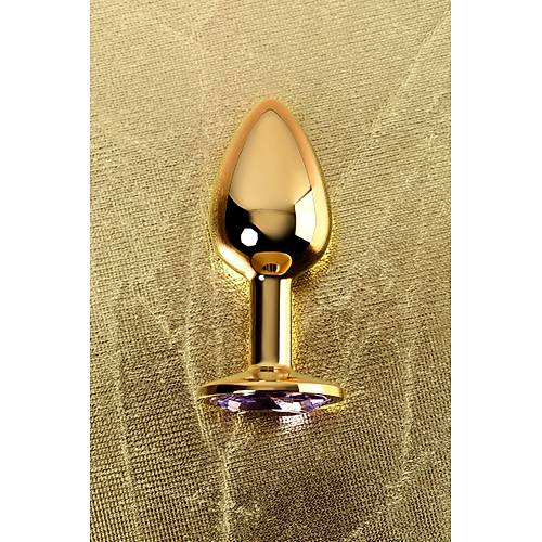 Metal by TOYFA  Anal Plug, Metal, altn, mor kristalli, 7 cm,  2,8 cm, 50 g