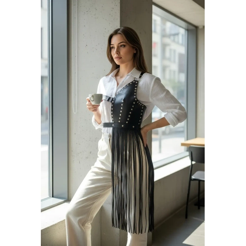 Siyah Etek Deri Z�mbal� Asimetrik P�sk�ll� - APFT1014