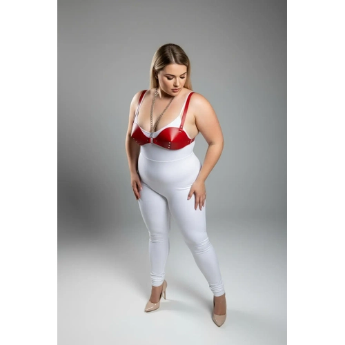 B�y�k Beden K�rm�z� Kad�n Deri Harness Tak�m Zincir ve Z�mba Detayl� Fantazi S�tyen Aksesuar� - APFT1380