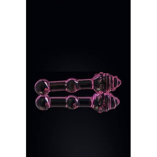 Sexus Glass ift Tarafl Cam Dildo, pembe, 17 cm