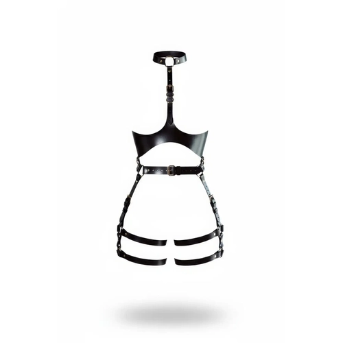 Siyah Harness Tak�m Deri Gerdanl�k Detayl� Tokal� - APFT1386