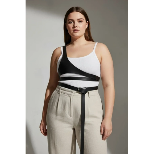 B�y�k Beden Siyah Kad�n Kemer Harness Detayl� V�cut Aksesuar� - APFT1120