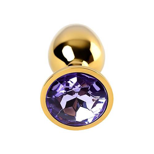 Metal by TOYFA  Anal Plug, Metal, altn, mor kristalli, 7 cm,  2,8 cm, 50 g