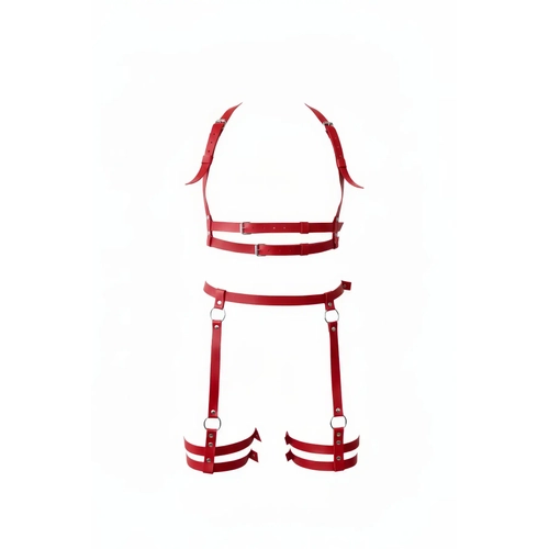 K�rm�z� Jartiyer Harness Deri Ayarlanabilir Tokal� V�cut Kemer - APFT537