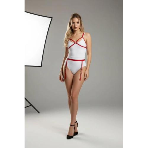 K�rm�z� Harness Tak�m Halka Detayl� V�cut Kemeri - APFT228
