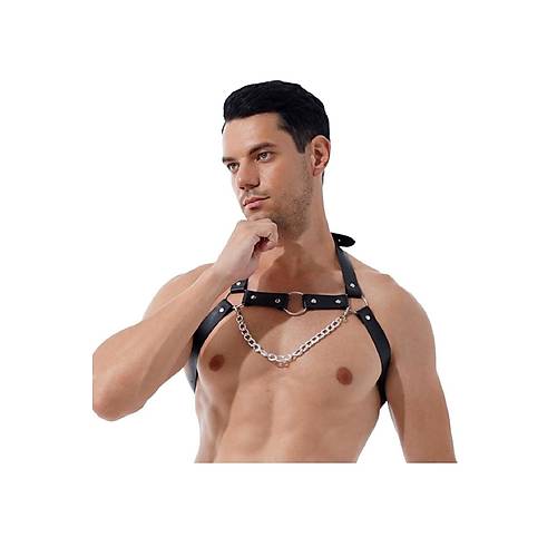 Zincirli Erkek Gs Deri Harness - APFTM96