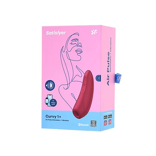 Satisfyer Curvy 1 Connect App Vakum Dalgas Klitoris Vibratr, silikon, krmz, 14,3 cm