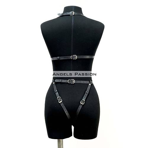 A Blgesi Ak Deri Fantezi Giyim, Deri Deri Body Harness - APFT790