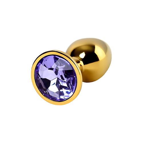 Metal by TOYFA  Anal Plug, Metal, altn, mor kristalli, 7 cm,  2,8 cm, 50 g
