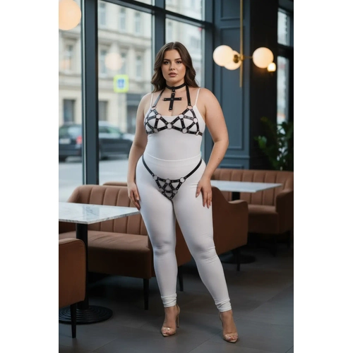 B�y�k Beden Siyah Kad�n Deri Harness Tak�m Halka Detayl� ��k Tasar�m - APFT464