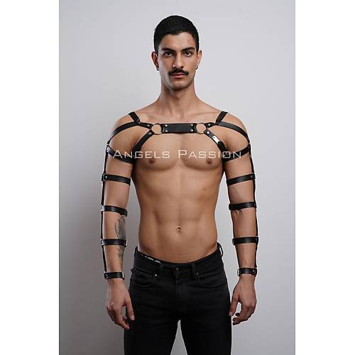 Erkek Deri Kol ve Gs Harness, Deri Fantazi Giyim - APFTM166