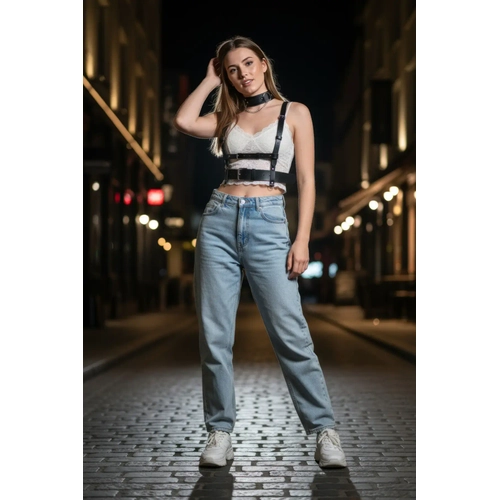 Siyah Kad�n Kemer V�cut Harness Detayl� Bel Aksesuar� - APFT959