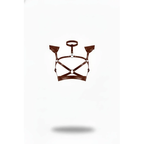 Kahverengi Kad�n Kemer Deri Omuz Detayl� V�cut Harness - APFT996